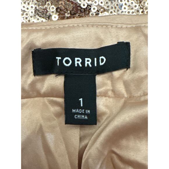 Torrid Stretch Sequin Mesh Longline 3rd Piece Gold Duster Jacket Size 1X - Picture 6 of 8